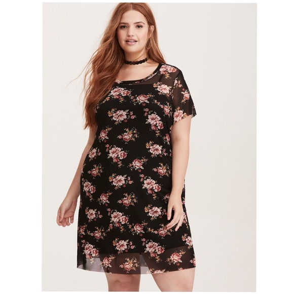 Torrid 2x Floral Print Mesh Tee Dress - Picture 3 of 7